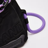 House Of Holland Cross Body Bag With Quilted Logo In Black And Purple And Rope Strap Detail