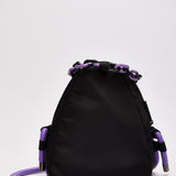 House Of Holland Cross Body Bag With Quilted Logo In Black And Purple And Rope Strap Detail