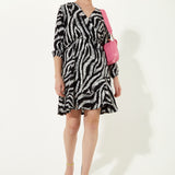 House of Holland Abstract Animal Printed Wrap Front Mini Dress