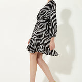 House of Holland Abstract Animal Printed Wrap Front Mini Dress