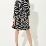 House of Holland Abstract Animal Printed Wrap Front Mini Dress