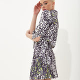 House of Holland Abstract Print Mini Shirt Dress with An Opening on The Back