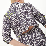 House of Holland Abstract Print Mini Shirt Dress with An Opening on The Back