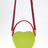 House Of Holland Heart Shape Cross Body Bag In Lime, Pink And Rainbow