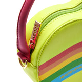 House Of Holland Heart Shape Cross Body Bag In Lime, Pink And Rainbow