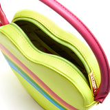 House Of Holland Heart Shape Cross Body Bag In Lime, Pink And Rainbow
