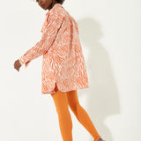 House of Holland Orange Zebra Oversized Shirt with Gold Buttons
