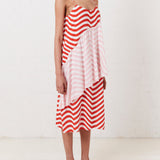 Red And Pink Wave Slip Dress