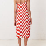 Red And Pink Wave Slip Dress