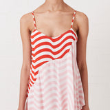 Red And Pink Wave Slip Dress