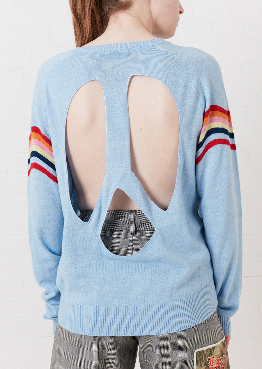 Wavy Peace Cut Out Jumper (Blue)