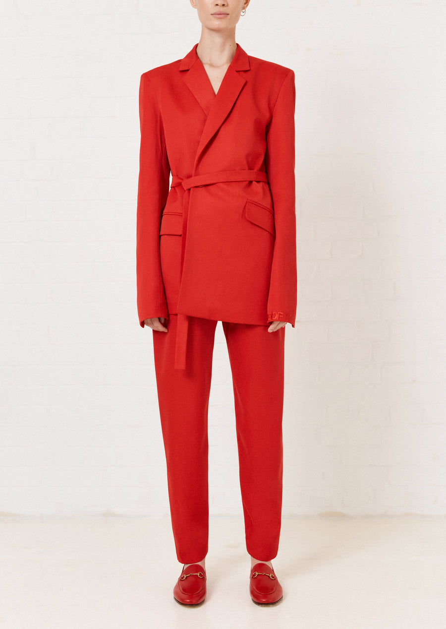 Red tailored suit womens on sale
