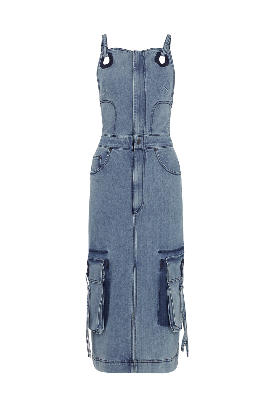 Utility Denim Midi Dress