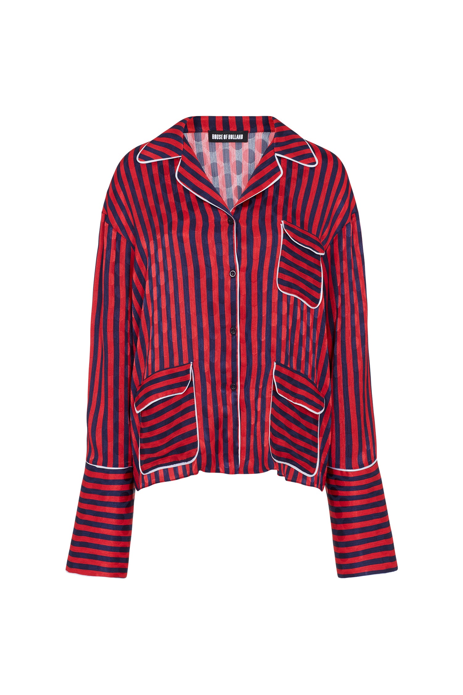 Red and Navy Stripped Pyjama Style Shirt by House of Holland