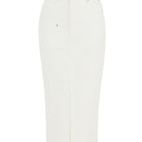 House of Holland White Denim Midi Skirt