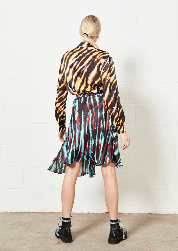 Asymmetric Tie Dye Mini Skirt