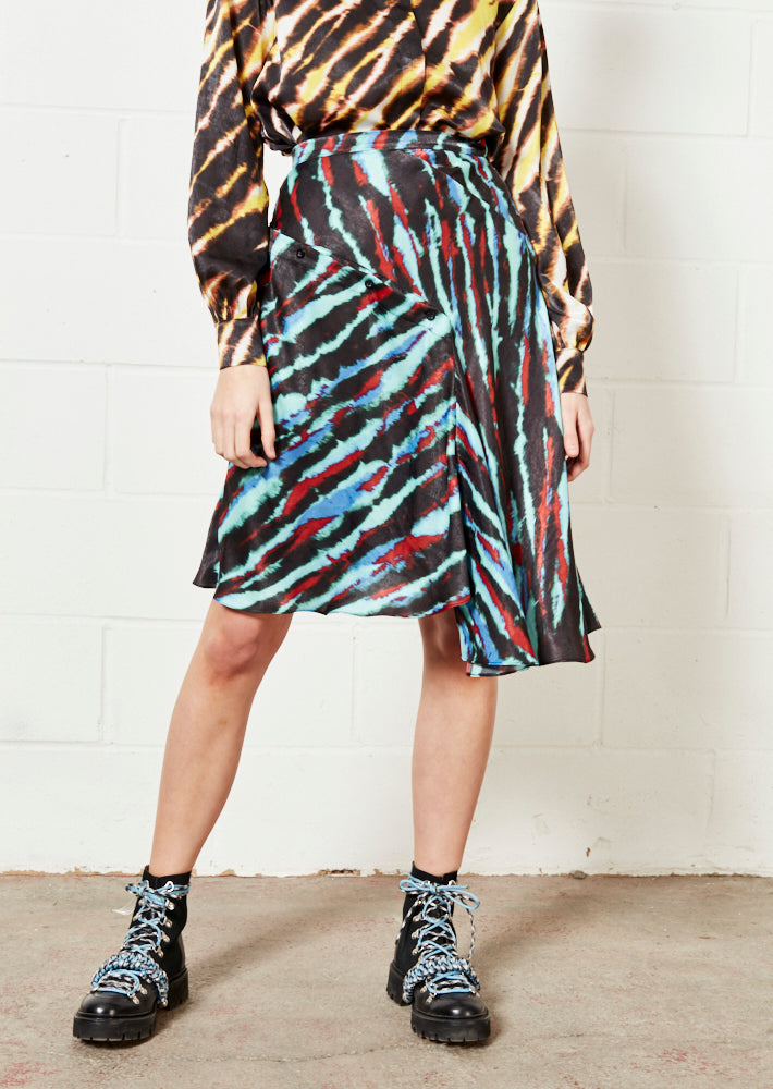 Asymmetric Tie Dye Mini Skirt