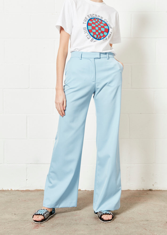 Pale Blue Wide Leg Trouser