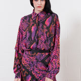 House of Holland Asymmetric Double Snake Print Viscose Shirt (Pink)