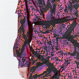 House of Holland Neon Snake Print Midi Skirt (Pink)