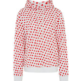 House Of Holland Merino Wool Red And White Heart Print Hoodie