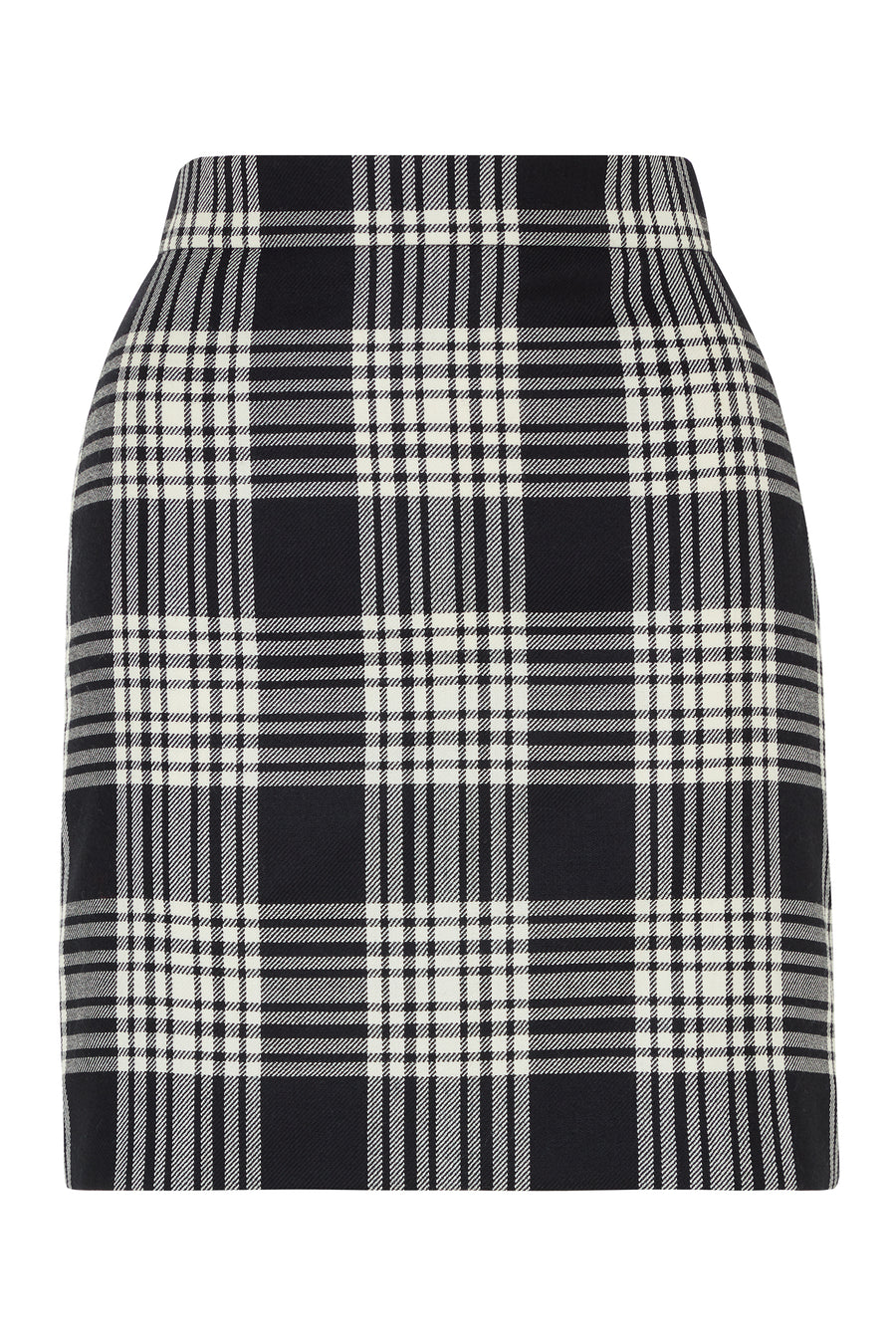 Wool Black And White Check Mini Skirt