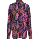 House of Holland Asymmetric Double Snake Print Viscose Shirt (Pink)