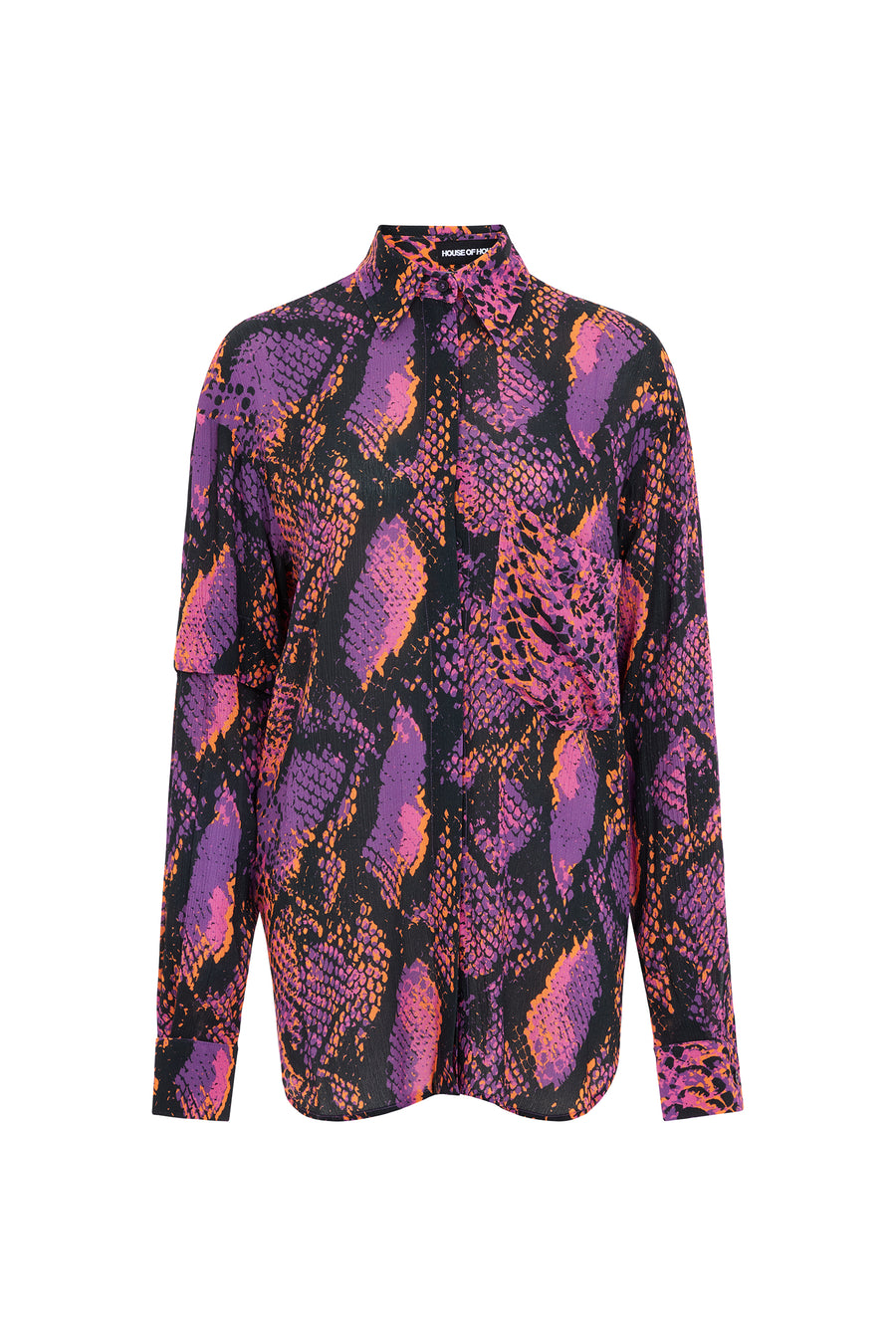 Asymmetric Double Snake Print Viscose Shirt (Pink)