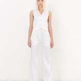 House of Holland White Satin Tailored Flared Trouser