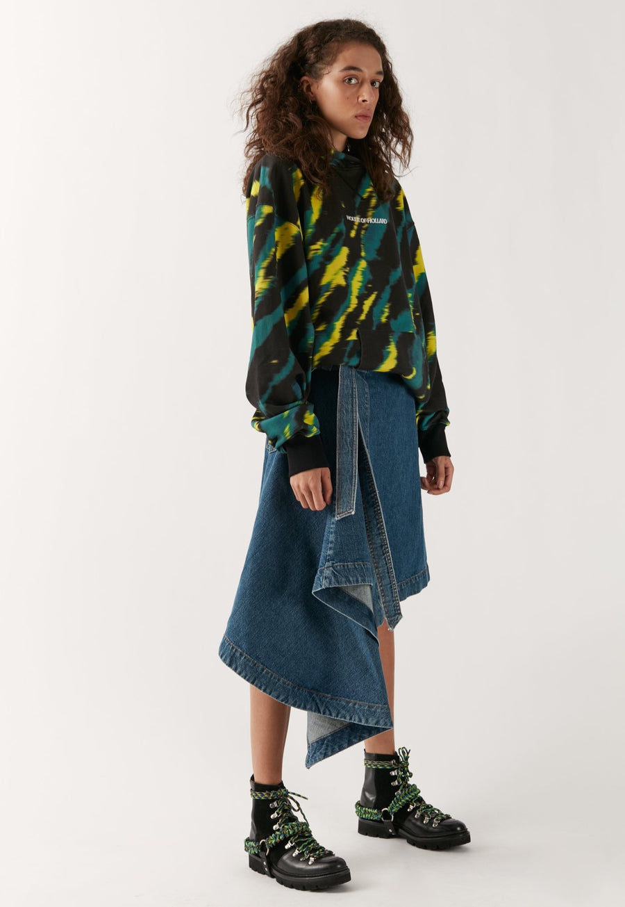 Folded Denim Skirt
