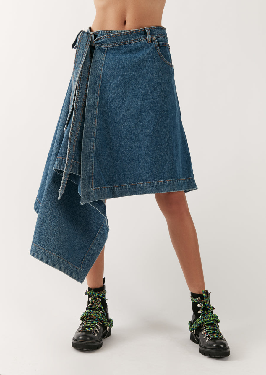 Folded Denim Skirt