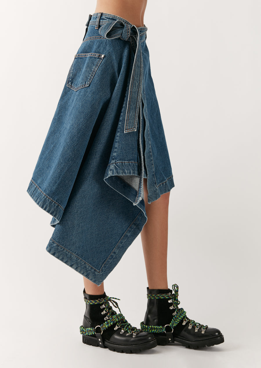 Folded Denim Skirt