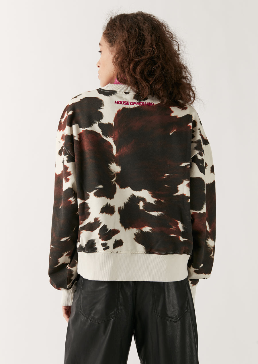 Brown Cow Print Sweatshirt