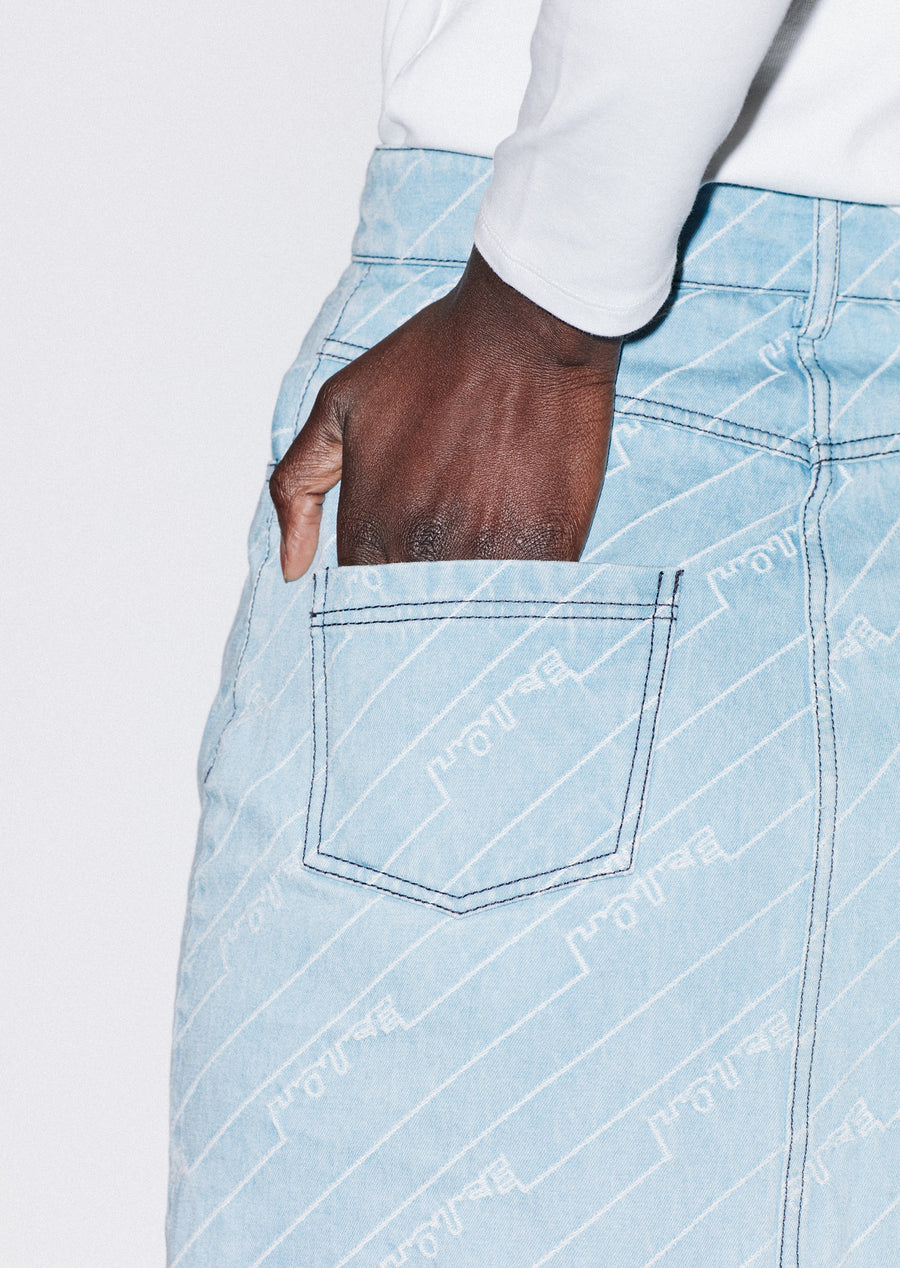 Monogram Denim Skirt