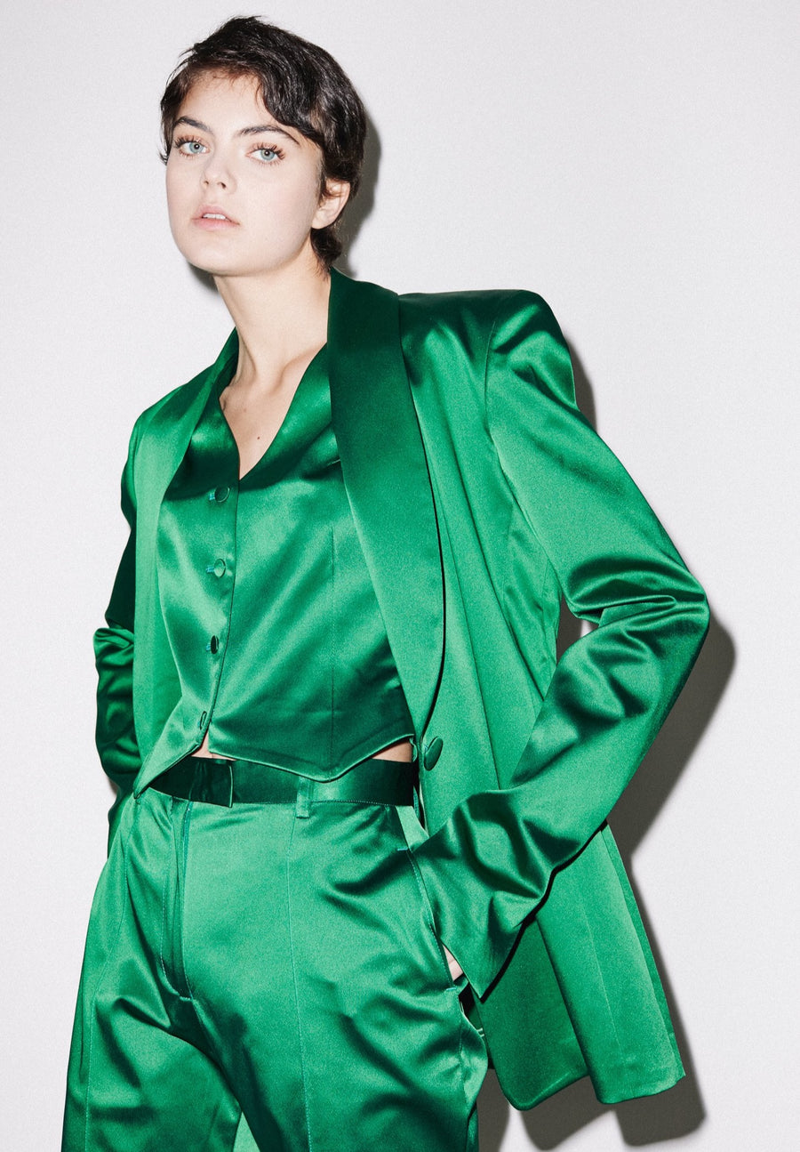 Green Satin Tailored Jacket