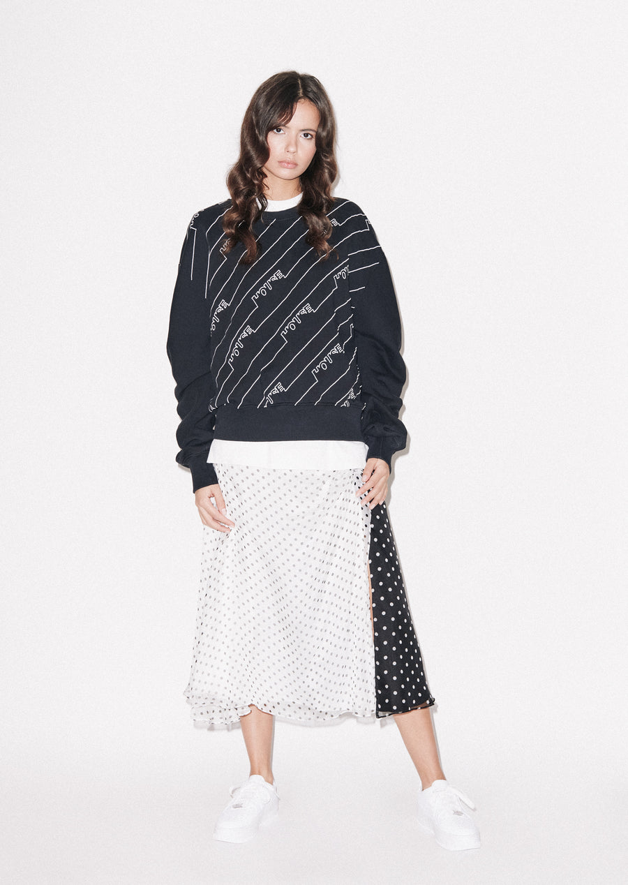 Gathered Sleeve Mono Sweatshirt