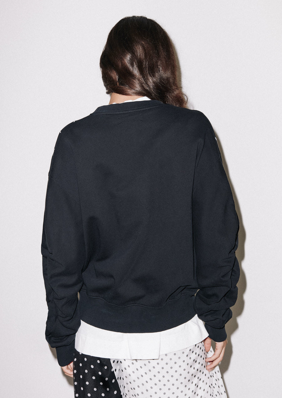 Gathered Sleeve Mono Sweatshirt