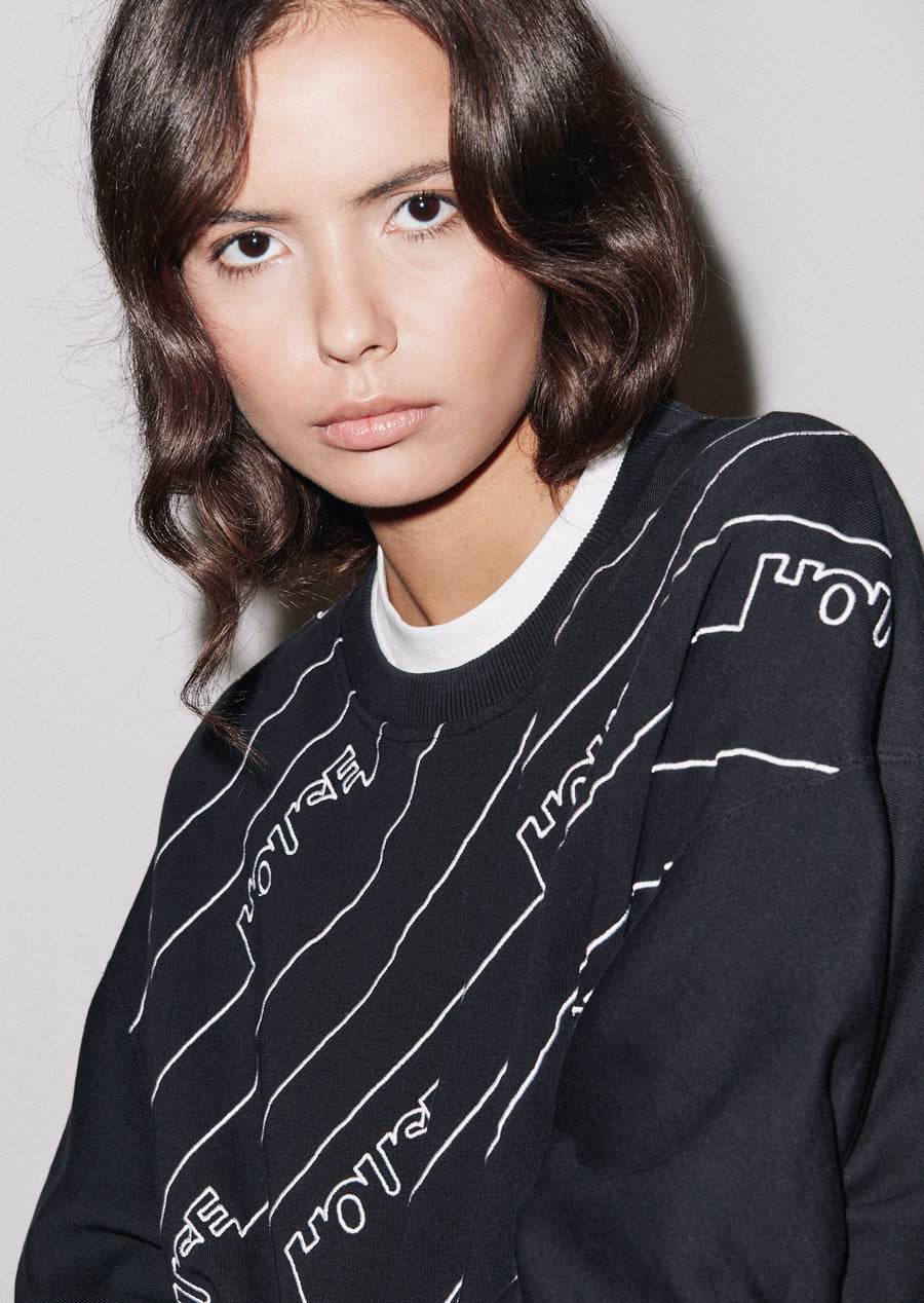 Gathered Sleeve Mono Sweatshirt