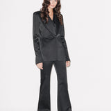House of Holland Black Satin Tailored Flared Trouser