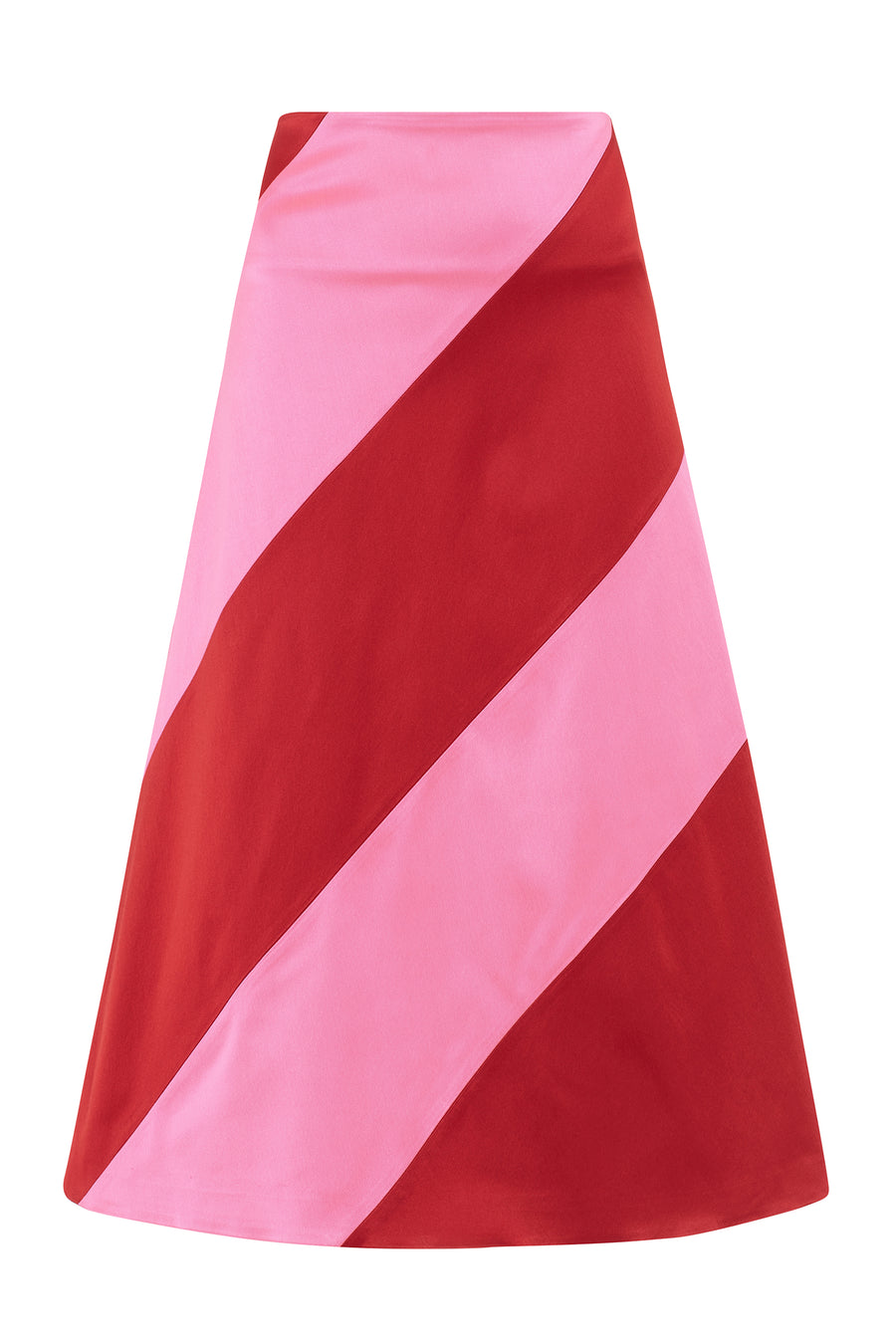 Bright Panelled Satin Midi Skirt