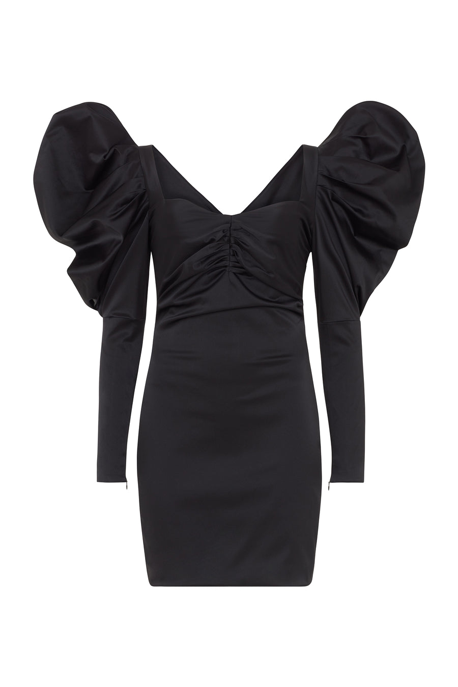 Volume Sleeve Satin Mini Dress