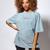 House of Holland Acid Wash Oversized T-Shirt in Light Blue