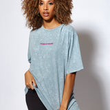 House of Holland Acid Wash Oversized T-Shirt in Light Blue