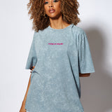 House of Holland Acid Wash Oversized T-Shirt in Light Blue