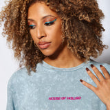 House of Holland Acid Wash Oversized T-Shirt in Light Blue