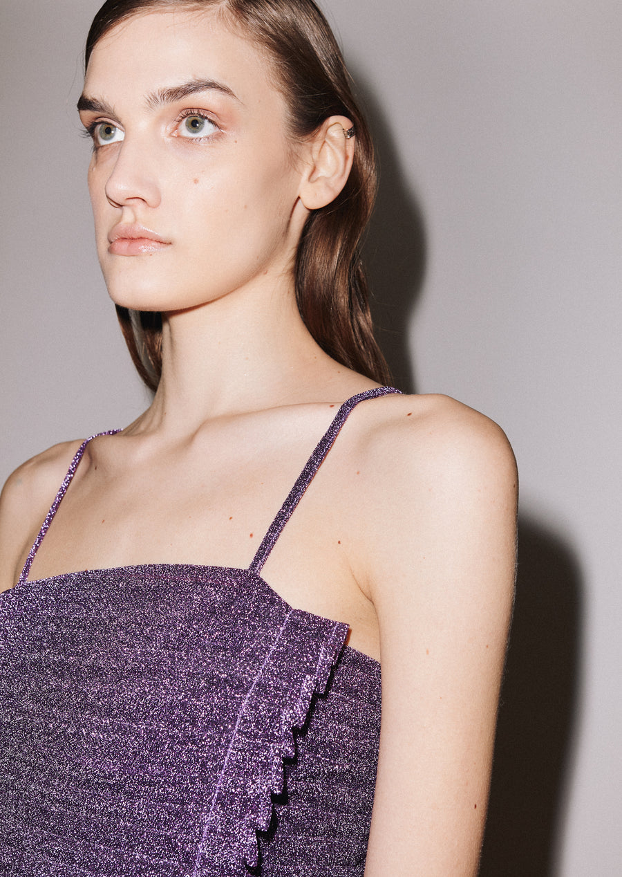 Gathered Lurex Mini Dress