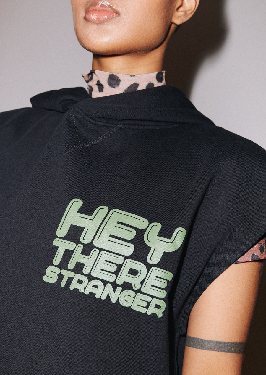 'Hey There' Longline Sleeveless Hoodie