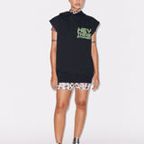 House of Holland 'Hey There' Longline Sleeveless Hoodie