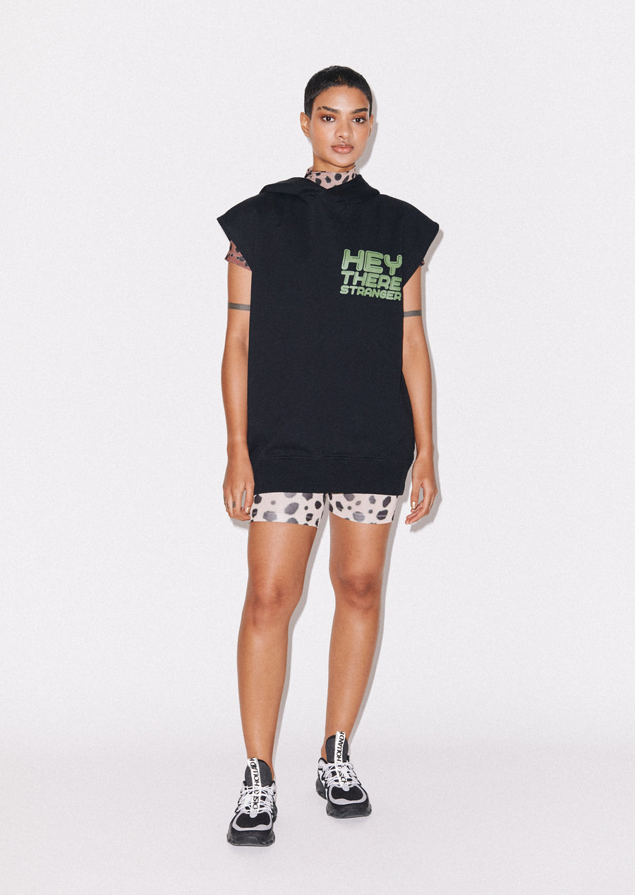 'Hey There' Longline Sleeveless Hoodie