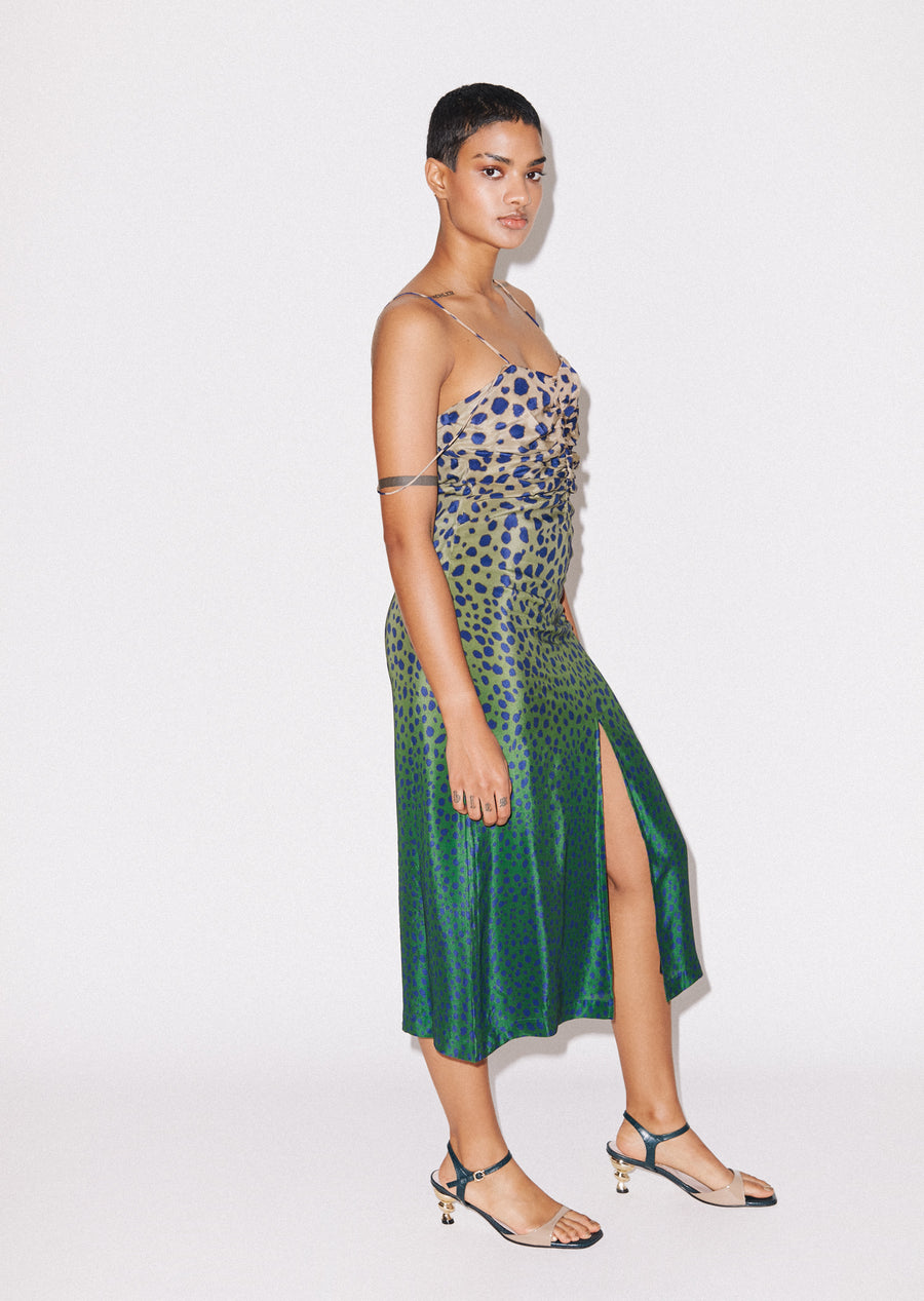 House of Holland Cheetah Print Silk Strap Dress